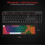 Redragon POLLUX Pro K628 RGB Swappable Wireless Mechanical Gaming Keyboard, Red Switch, - Black - Image 2