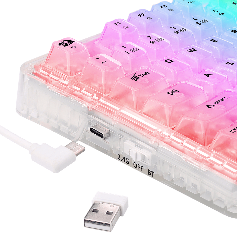 Redragon K649 ELF PRO 75% Wireless Gasket RGB Transparent Mechanical Gaming Keyboard, Crystal Switch - Image 5