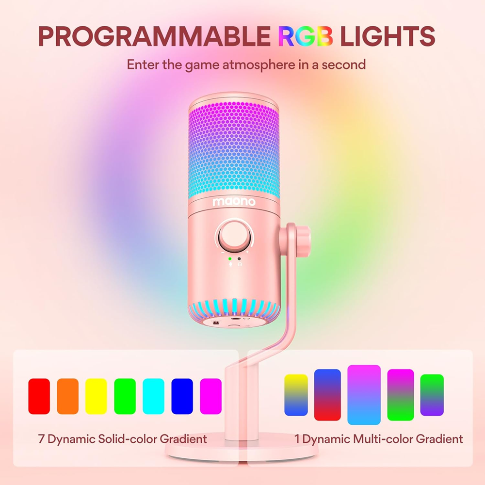 Maono DM30RGB Programmable USB Condenser Gaming Microphone - Pink - Image 8