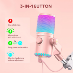 Maono DM30RGB Programmable USB Condenser Gaming Microphone - Pink - Image 3