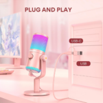 Maono DM30RGB Programmable USB Condenser Gaming Microphone - Pink - Image 4