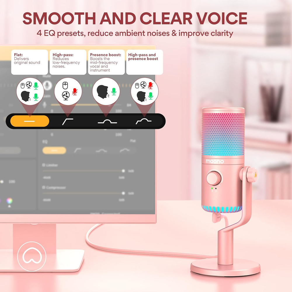 Maono DM30RGB Programmable USB Condenser Gaming Microphone - Pink - Image 7
