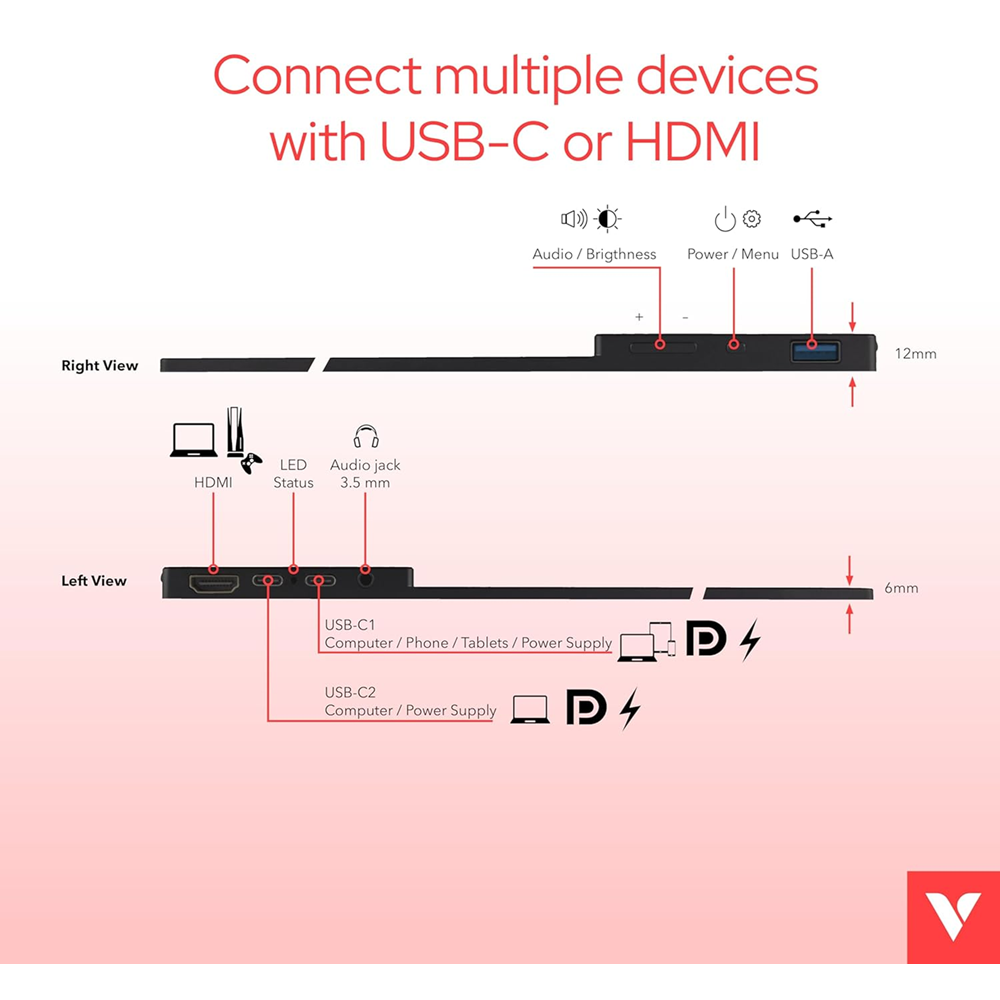 Verbatim 49592 15.6" Touch Portable Monitor IPS FHD, Dual USB-C, HDMI Speaker Touchscreen (OPEN BOX ) - Image 6