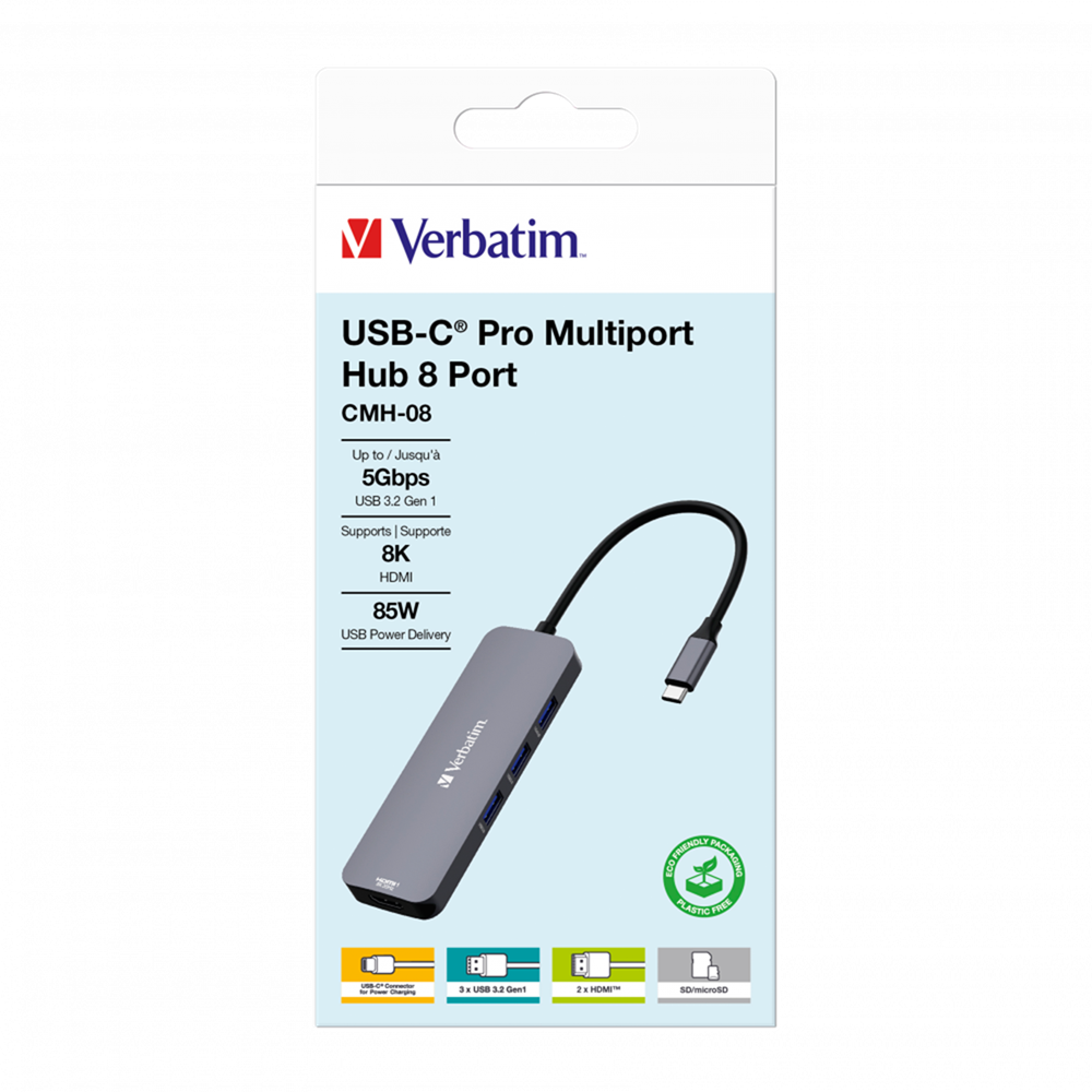 Verbatim 32151 8 Port USB-C Pro Multiport Hub CMH-08
