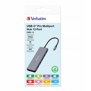 Verbatim 32153 13 Port USB-C Pro Multiport Hub CMH-13 Dual HDMI DisplayPort