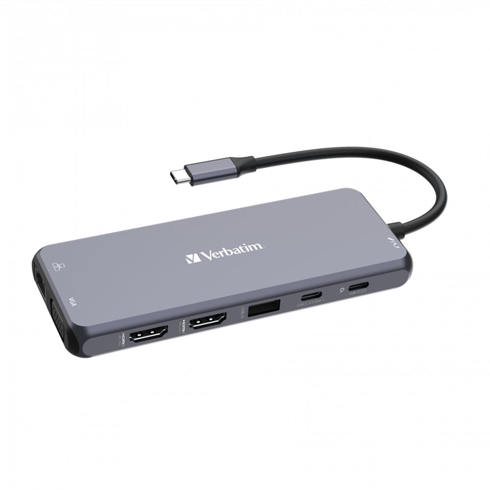 Verbatim 32154 14 Port USB-C Pro Multiport Hub, Dual HDMI, VGA, Card Reader, CMH-14 - Image 3