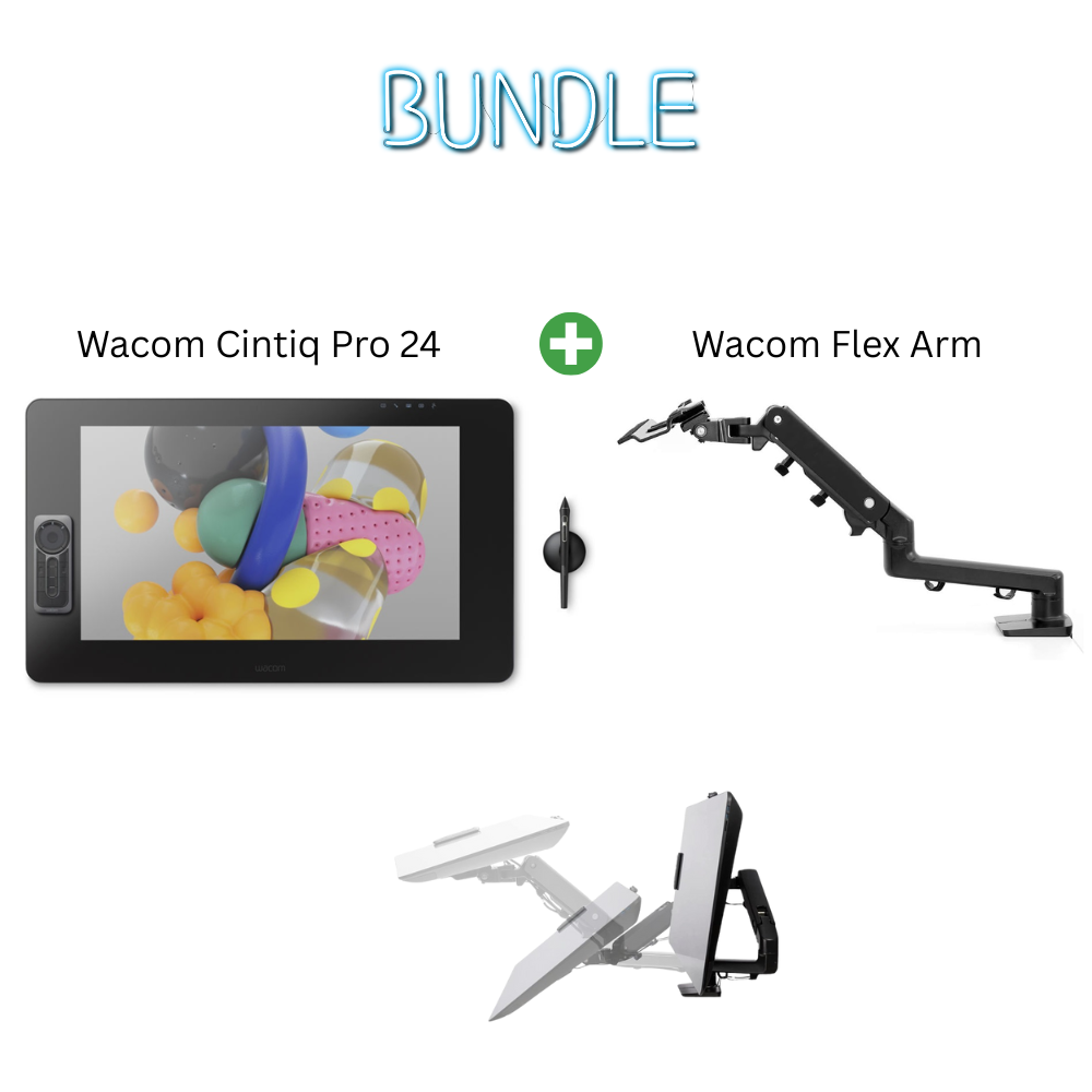 Wacom Cintiq Pro 24" DTH2420 Bundle with Flex Arm Stand 4K UHD Creative Pen & Touch Display