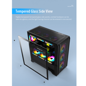 Huntkey GX750A Predator Mid Tower PC Case - White, 4 Fans - Image 3