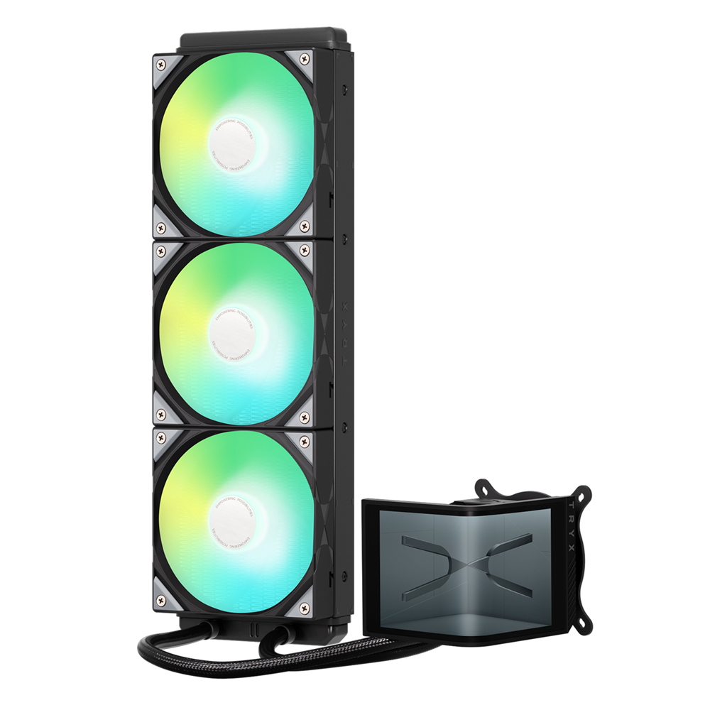 TRYX Panorama SE 360 ARGB Black All In One liquid CPU Cooler Rotatable Display - 360mm - Image 3