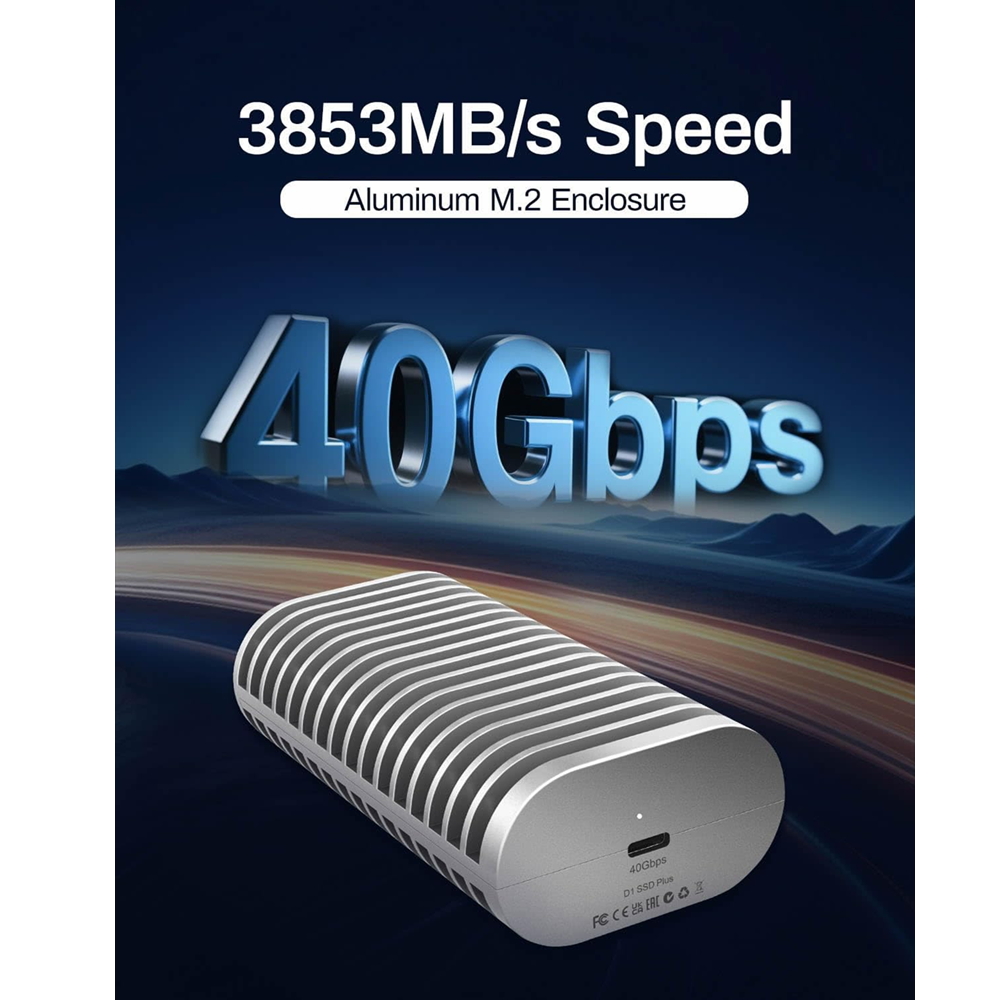 TerraMaster D1 SSD Plus USB-C 4.0 M.2 NVME Portable High Speed SSD Enclosure Case, 40Gbps Max. 8TB Support - Image 2