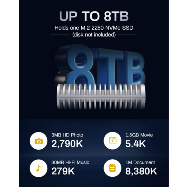 TerraMaster D1 SSD Plus USB-C 4.0 M.2 NVME Portable High Speed SSD Enclosure Case, 40Gbps Max. 8TB Support - Image 3