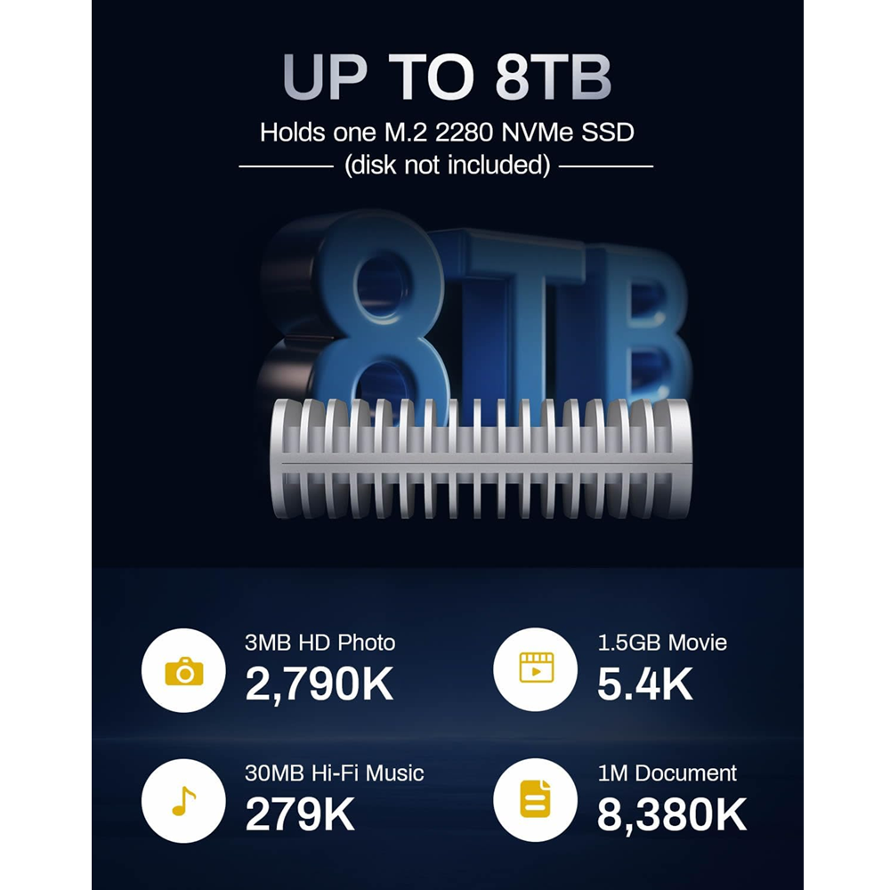 TerraMaster D1 SSD Plus USB-C 4.0 M.2 NVME Portable High Speed SSD Enclosure Case, 40Gbps Max. 8TB Support - Image 3