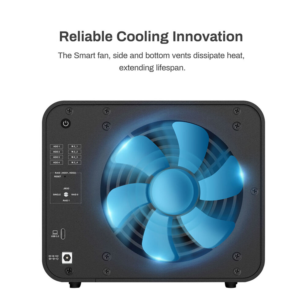 TerraMaster D8 Hybrid 8-Bay USB-C 3.2 Gen2 M.2 NVME with 3.5"/2.5" SATA HDD SSD Disk Enclosure Case - Image 5