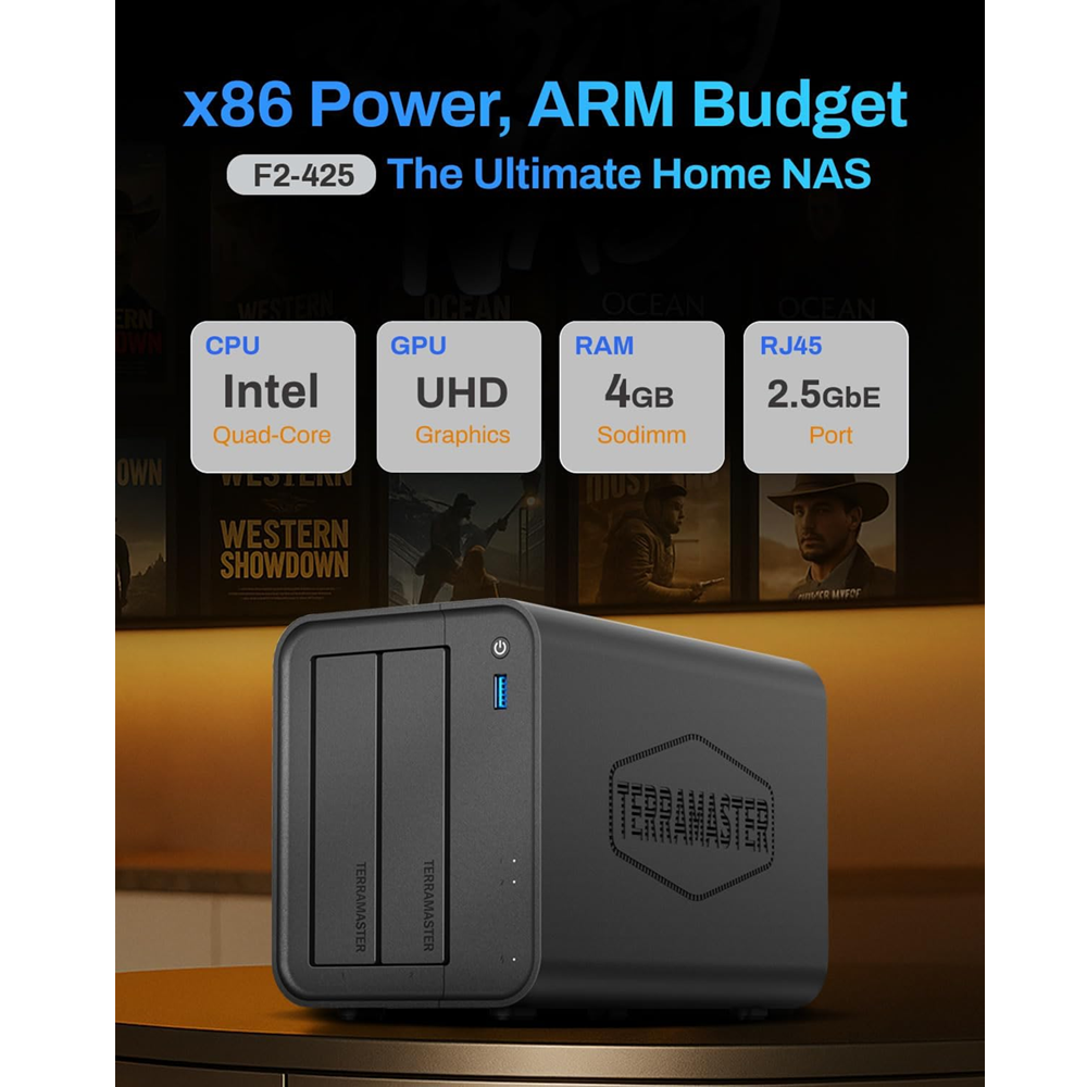 TerraMaster F2425 2-Bay NAS Enclosure Case with RAID 4GB RAM , 2.5Gbps, HDMI Ports - Image 2