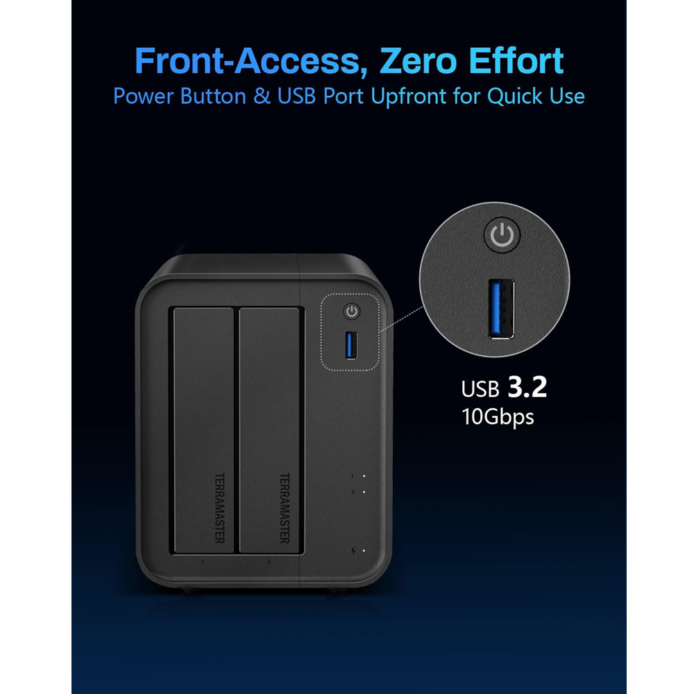 TerraMaster F2425 2-Bay NAS Enclosure Case with RAID 4GB RAM , 2.5Gbps, HDMI Ports - Image 4