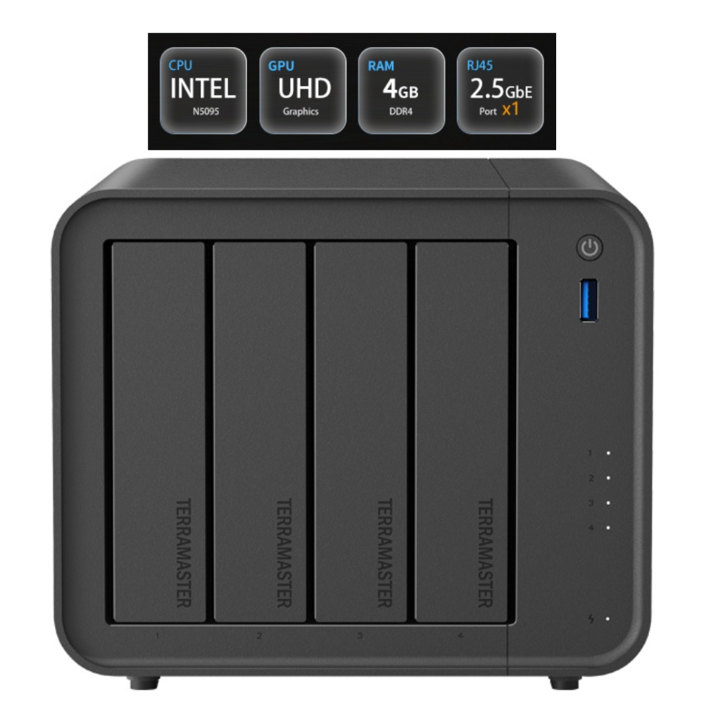 TerraMaster F4425 4-Bay NAS Enclosure Case with RAID 4GB RAM , 2.5Gbps, HDMI Ports - Image 2