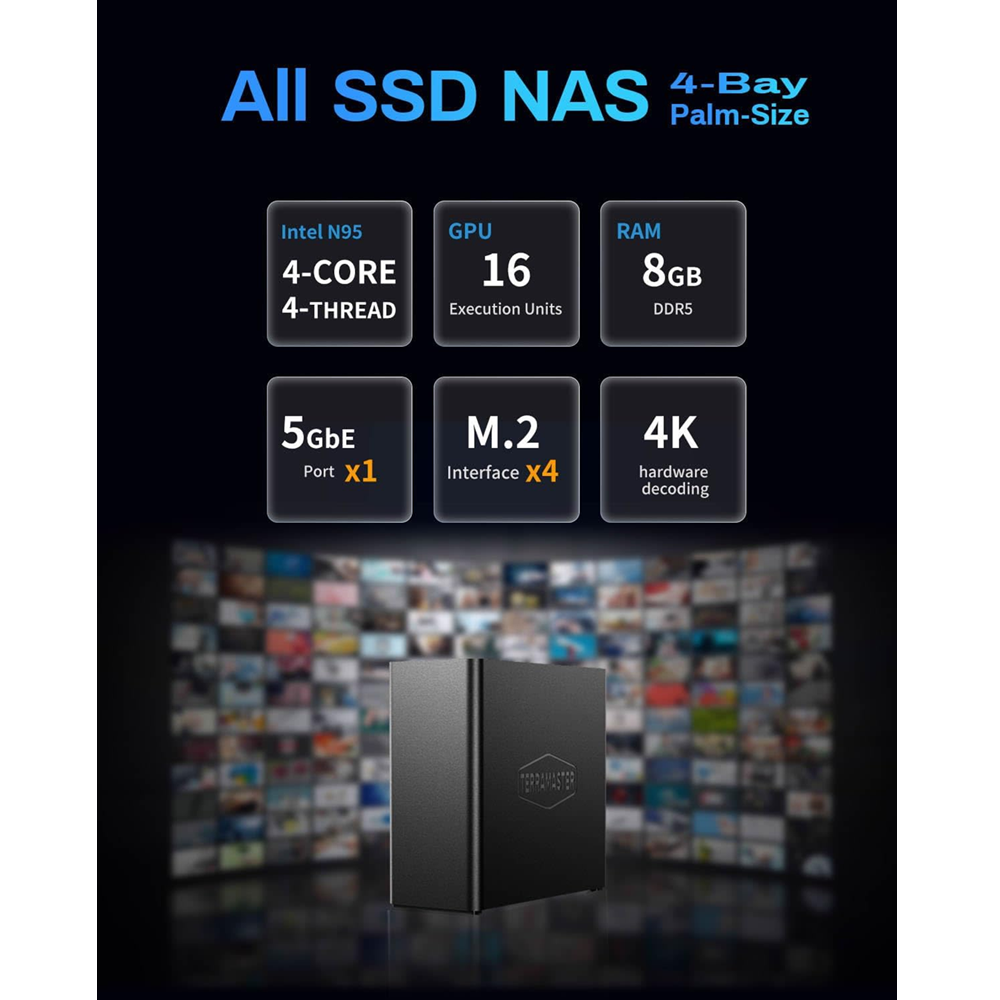 TerraMaster F4 SSD 4-Bay M.2 NVME NAS Enclosure Case with RAID, 8GB RAM DDR5, 5Gbps, HDMI 4K 60fps - Image 2