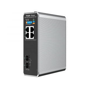 6-Port Cloud Managed Industrial Switch, with 1 x PoE++ Port, 3 x PoE+ Ports, and 2 x SFP Uplink Ports