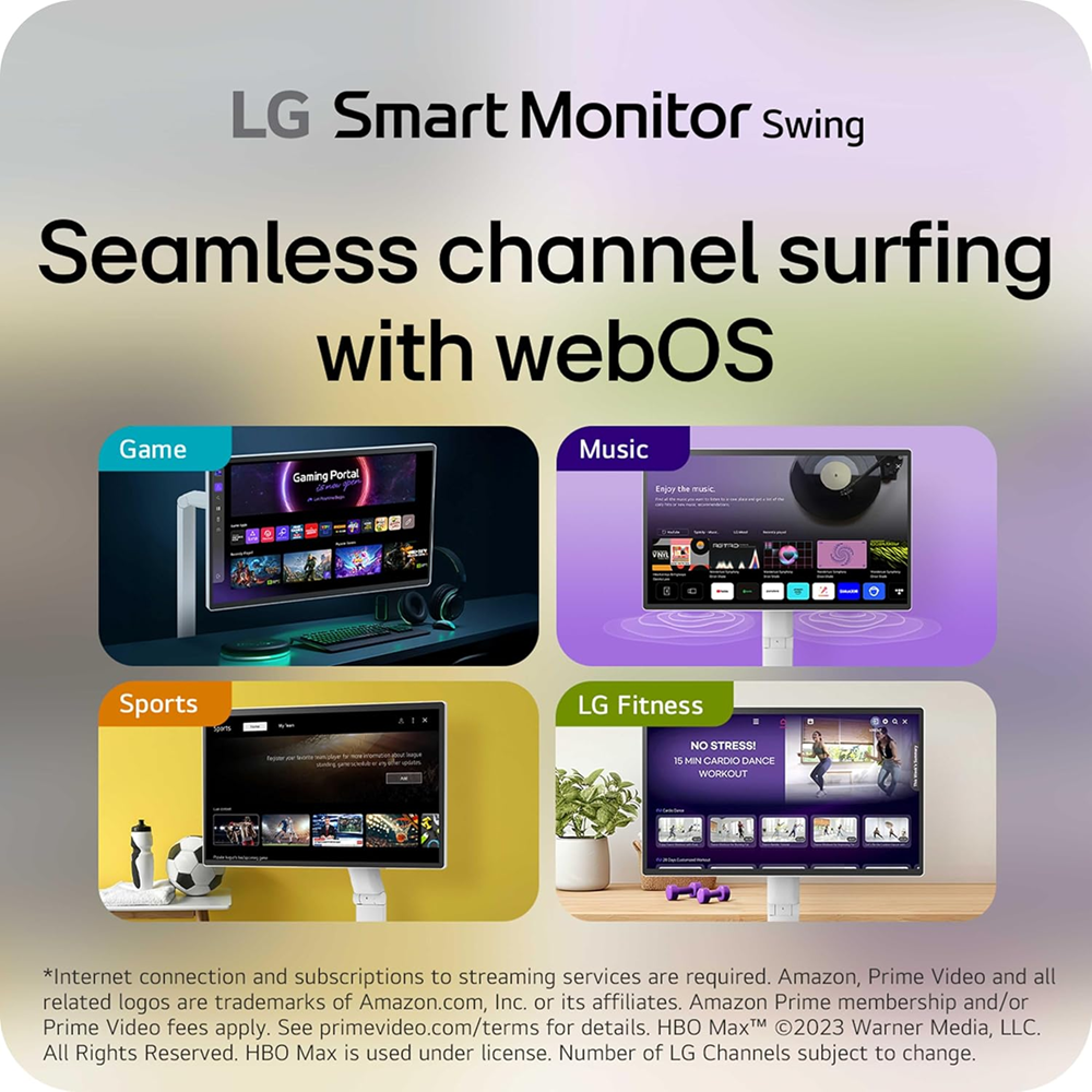 LG 32" U889S 4K UHD IPS Touchscreen Smart Monitor Swing with Rolling Stand USB-C 65W webOS Speaker HDR Glare Surface - Image 10