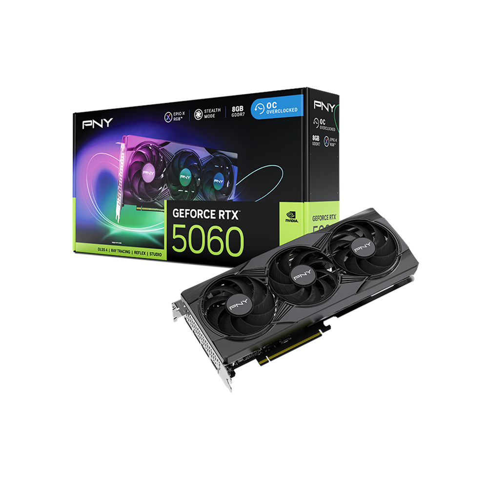 PNY NVIDIA GeForce RTX™ 5060 ARGB EPIC-X RGB™ OC 8GB Blackwell Graphics Card