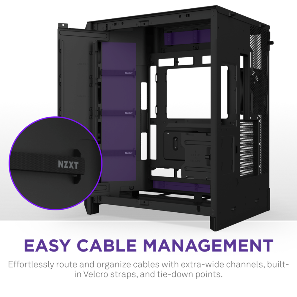 NZXT H9 Flow RGB Large Dual-Chamber Mid-Tower ATX Airflow Case with RGB, 2x Fans (Black) - Image 4