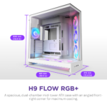 NZXT H9 Flow RGB+ (2025) Large Dual-Chamber Mid-Tower ATX Airflow Case with RGB and Control Hub, 3x Fans (White) - Image 2