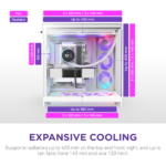 NZXT H9 Flow RGB+ (2025) Large Dual-Chamber Mid-Tower ATX Airflow Case with RGB and Control Hub, 3x Fans (White) - Image 3