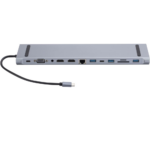 USB-C 12in1 Hub Docking Station Dual HDMI VGA LAN Card Reader 3.5mm, Multiport Multifunction