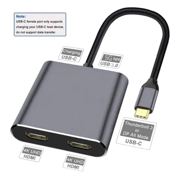 USB-C 4in1 Hub Dual HDMI Docking Station - Image 2