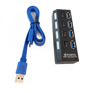 4 Port USB 3.0 High Speed Hub with On/Off Switch