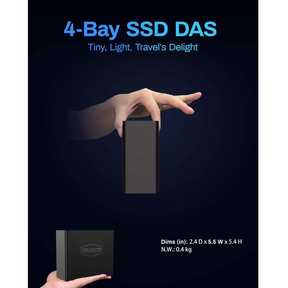 TerraMaster D4 SSD 4-Bay M.2 NVME Enclosure Case, Palm Sized - Image 5