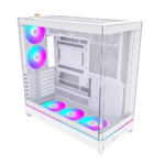 Montech HS02 Pro Mid Tower Gaming PC Case, Reversible Layout - 5 Fans, White