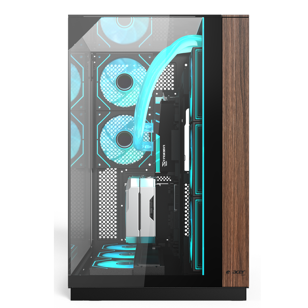 Acer V333B Mid Tower Gaming PC Case - Wooden Black (8-Fans) - Image 2