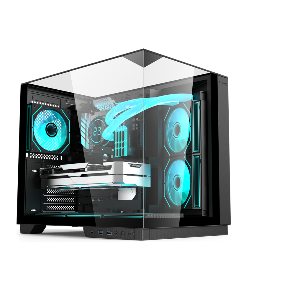 Acer V330B Mid Tower Gaming PC Case - Black (6-Fans) - Image 3