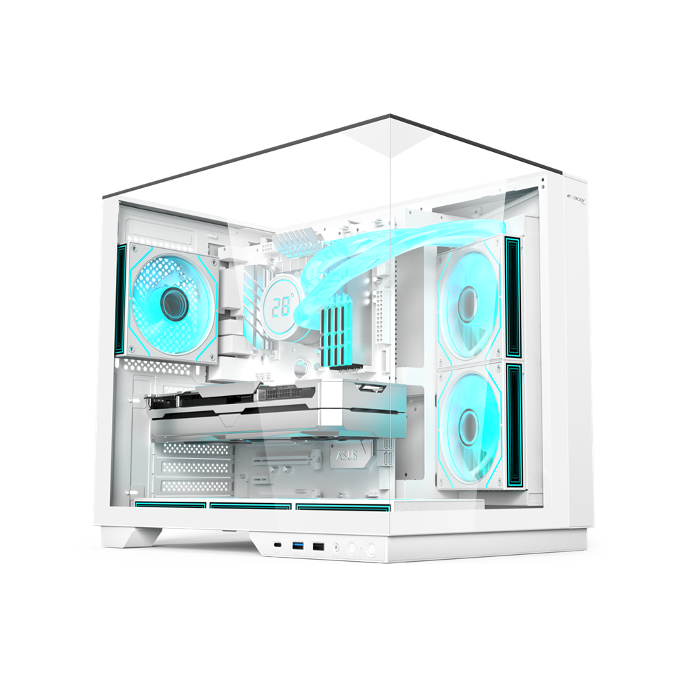 Acer V330W Mid Tower Gaming PC Case - White (6-Fans) - Image 2