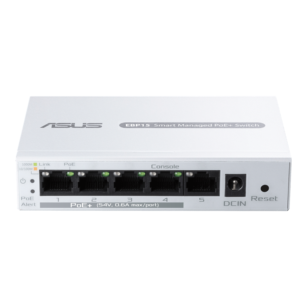 5-Port GbE smart managed PoE+ switch, 4 PoE+ ports, 60W
