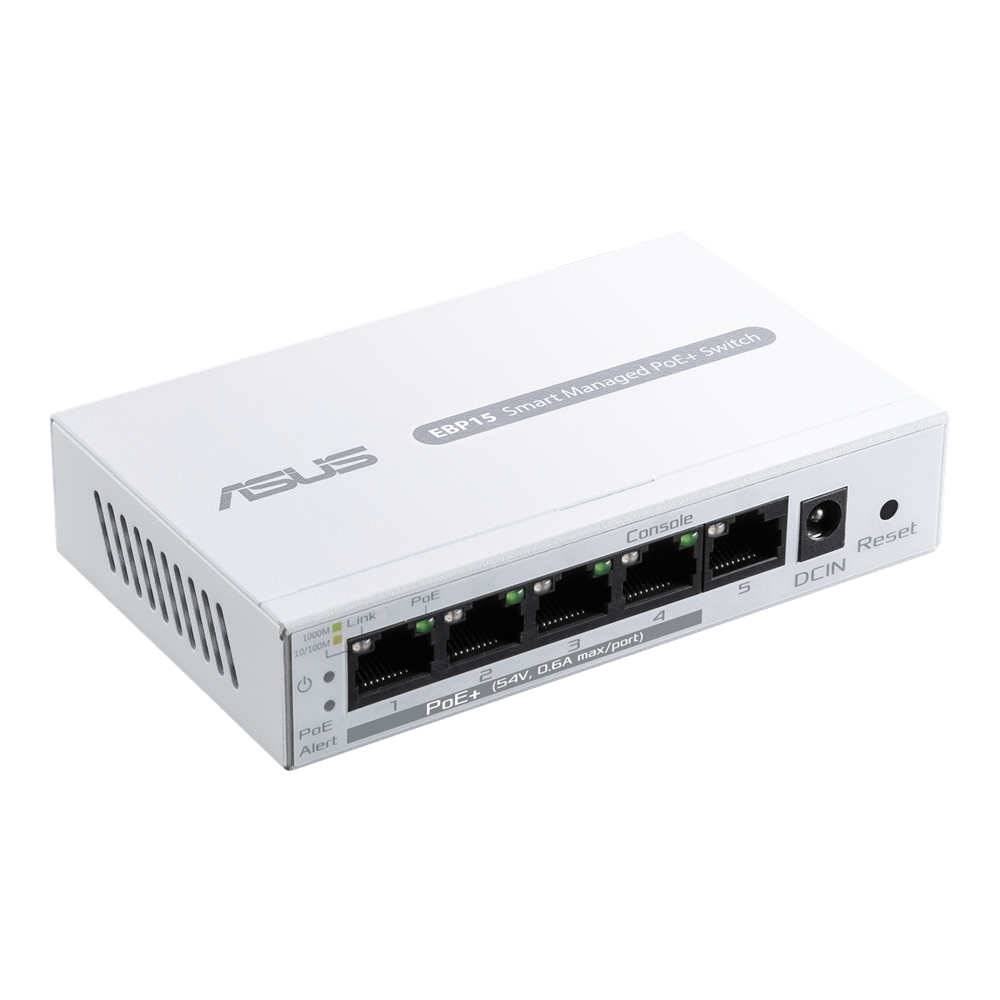 ASUS ExpertWiFi EBP15 5-Port GbE Smart Managed PoE+ Switch, 4 PoE+ ports, 60W - Image 2