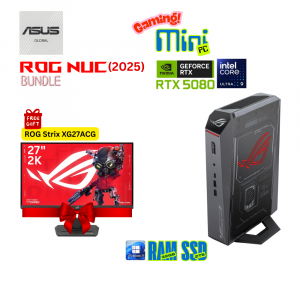 ASUS NUC15JNK ROG NUC (2025) Bundle Gaming Mini PC, Intel Ultra 9, RTX 5080, 32GB RAM, 2TB NVMe SSD, Win11, ASUS ROG Strix XG27ACG