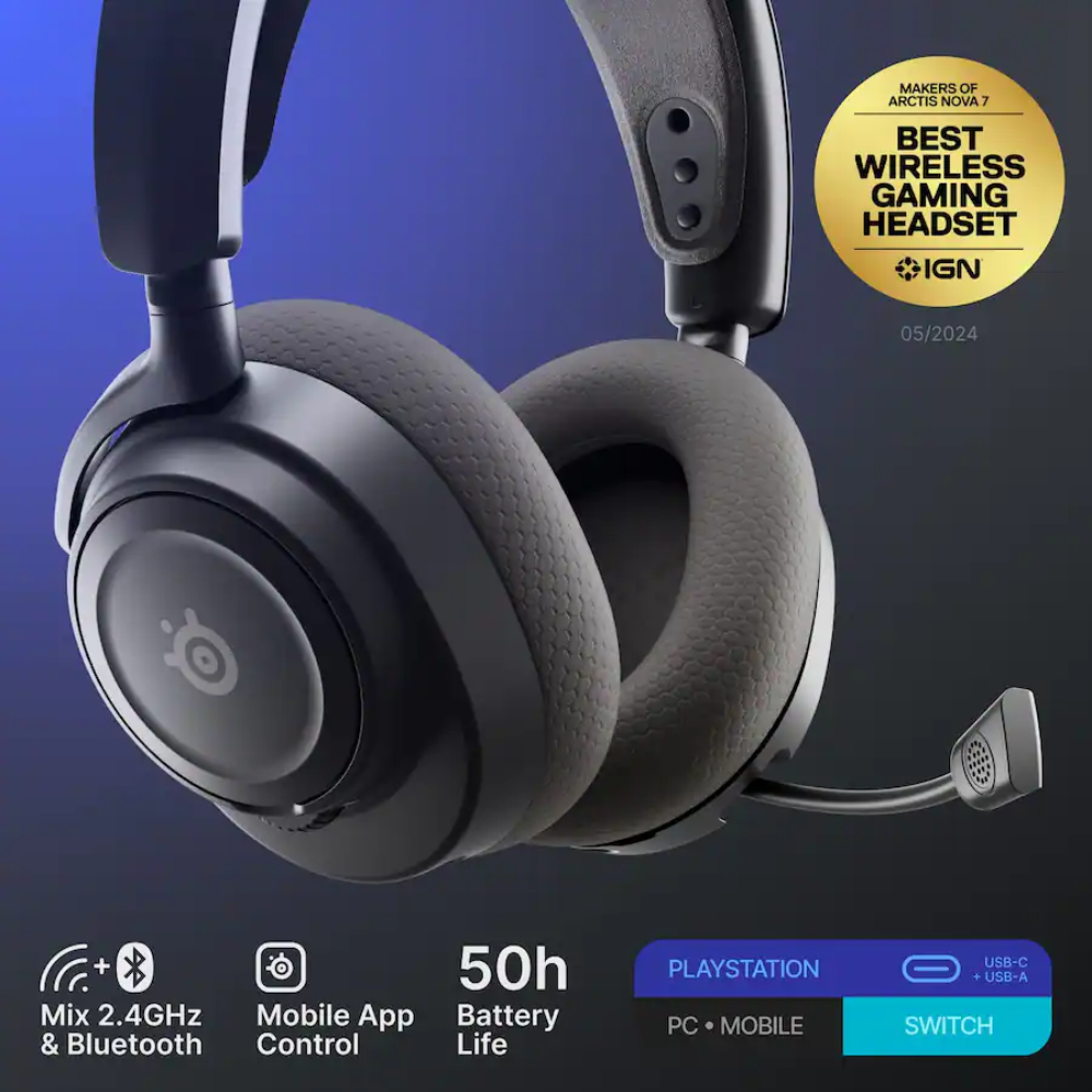 SteelSeries 61744 Arctis Nova 7P Wireless Gen 2 Gaming Headset with Mobile App Control, Black - Image 2