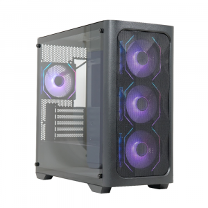 GPro Premium Mid Tower PC Case - Black, 4-Fans