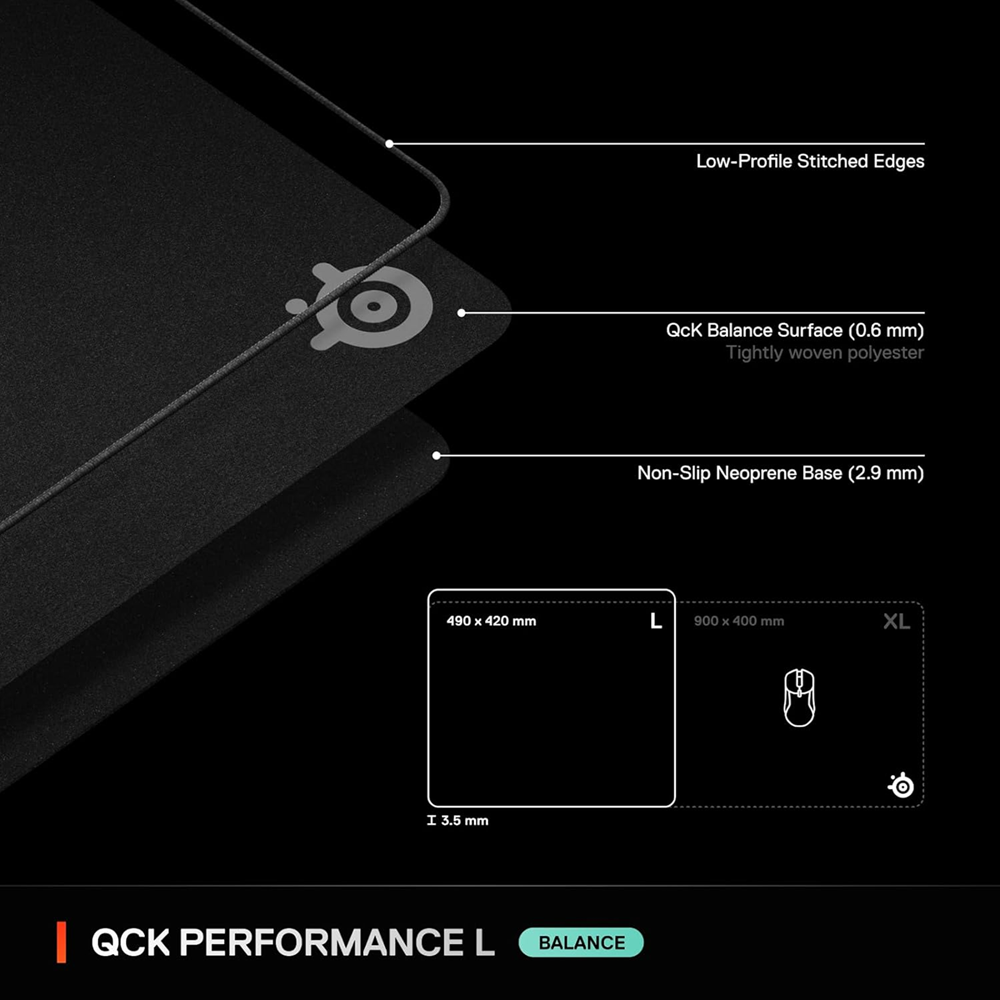 SteelSeries 63432 QcK Performance L - Balance Gaming Mouse pad (Large) - Image 4