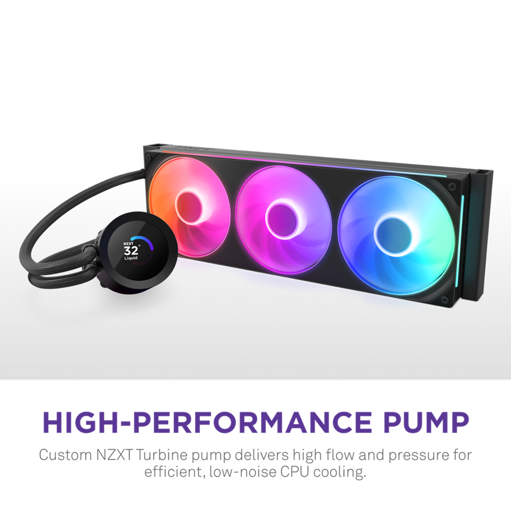 NZXT Kraken Plus 360 RGB - 360mm RGB AIO Liquid Cooler with 1.54" LCD, Black - Image 2