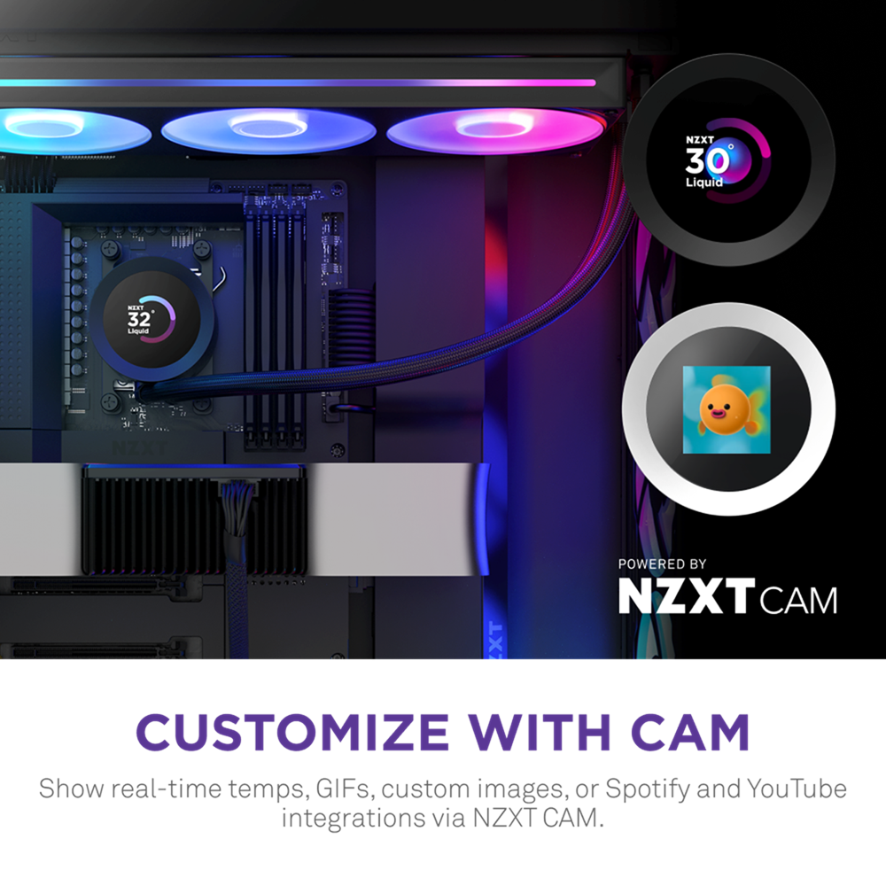 NZXT Kraken Plus 360 RGB - 360mm RGB AIO Liquid Cooler with 1.54" LCD, Black - Image 5