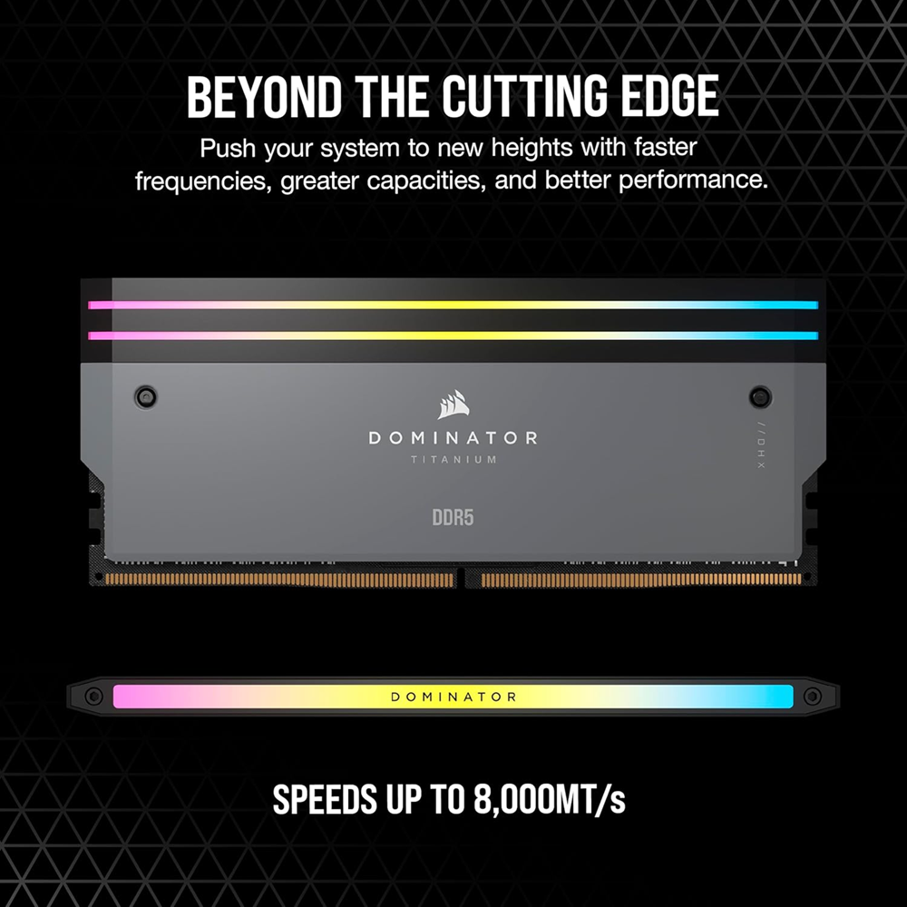 Corsair 32GB 6000MHz DDR5 DOMINATOR TITANIUM RGB Desktop RAM Kit CL30, (16GB x2) Grey - Image 2