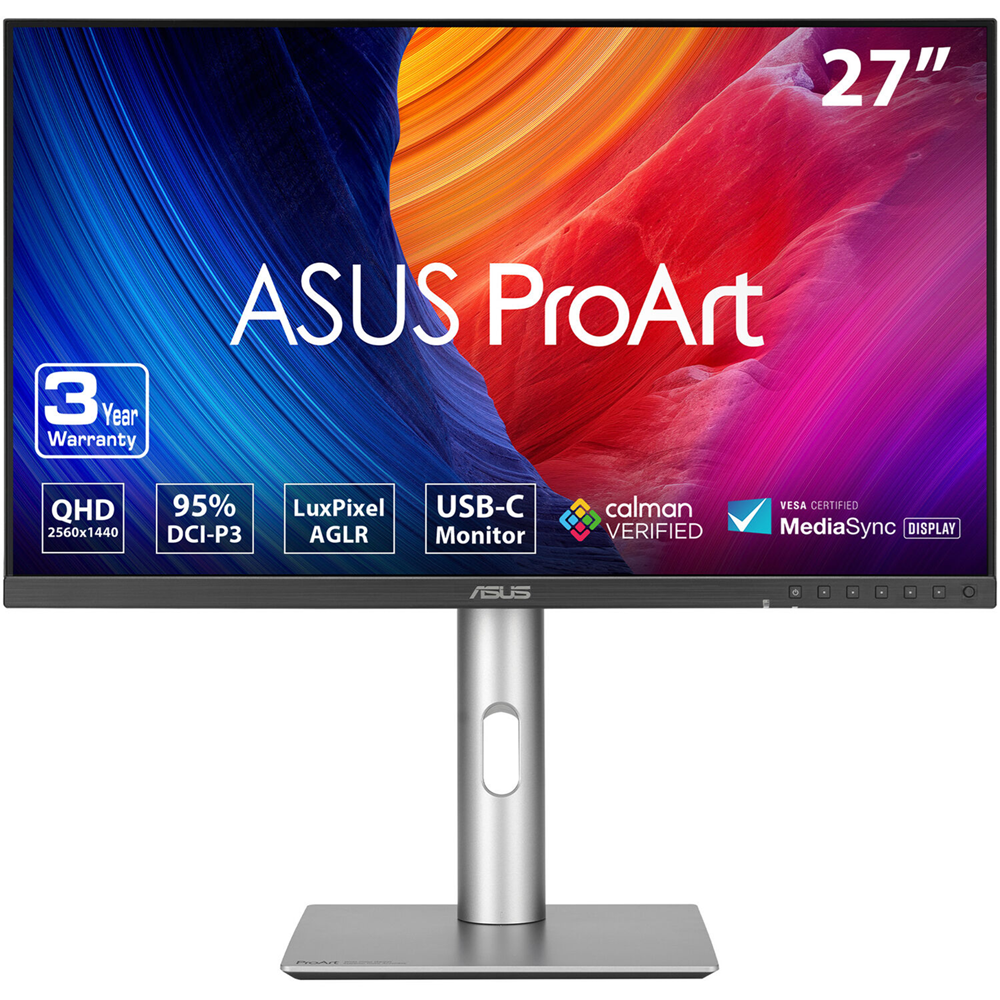 ASUS 27" ProArt Display PA278CFRV IPS 2K 100Hz 5ms, Speaker, sRGB, HDR 400, USB-C PD 96W, Daisy-chain, LuxPixel, Eye Care Professional Monitor
