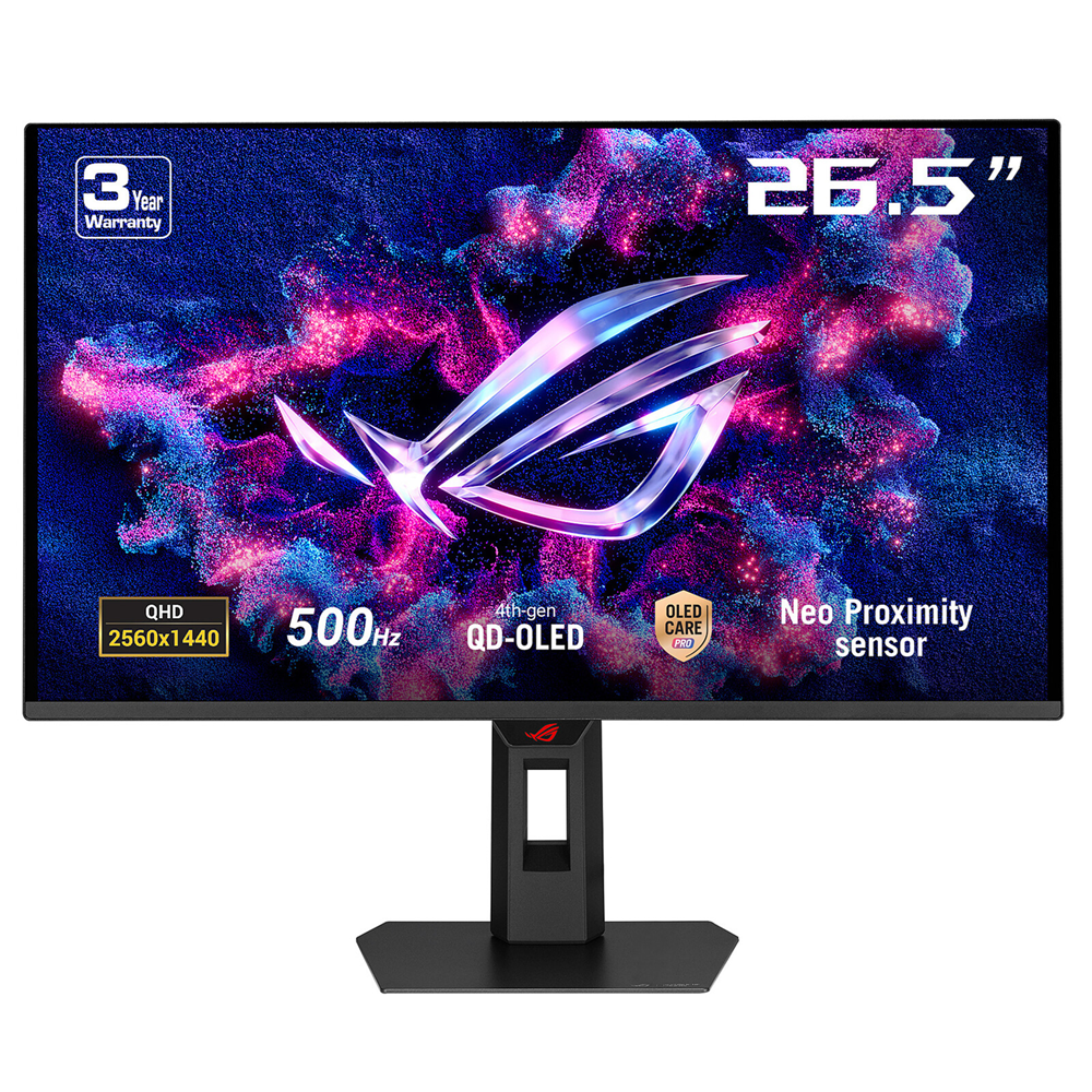 ASUS 27" ROG Strix OLED XG27AQDPG QD-OLED 500Hz 0.03ms 2K HDR500, HDMI 2.1, True 10-bit Color, Ai Visual Gaming Monitor