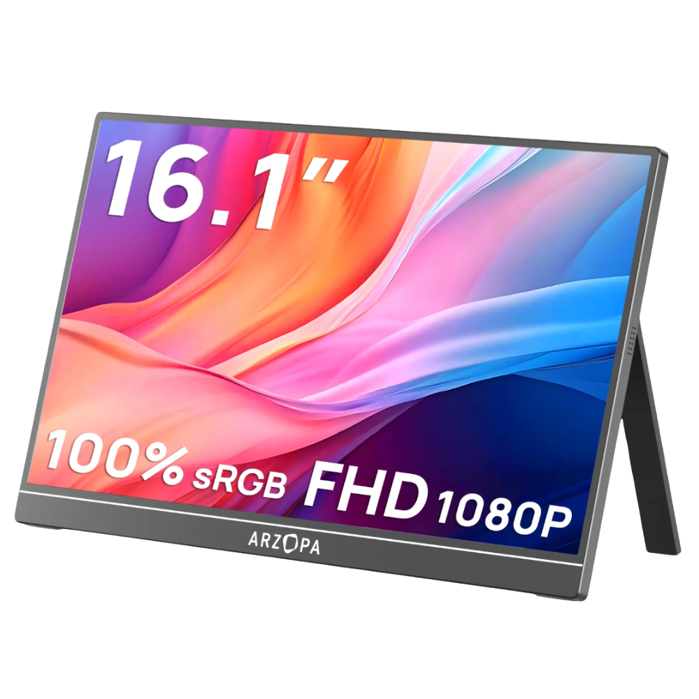 Arzopa 16.1" Z1C IPS FHD Speakers, Mini HDMI, USB-C 100% sRGB Portable Monitor