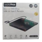 Haing External DVD Drive Dual Port USB-A 3.0 / USB-C Portable Burner Writer