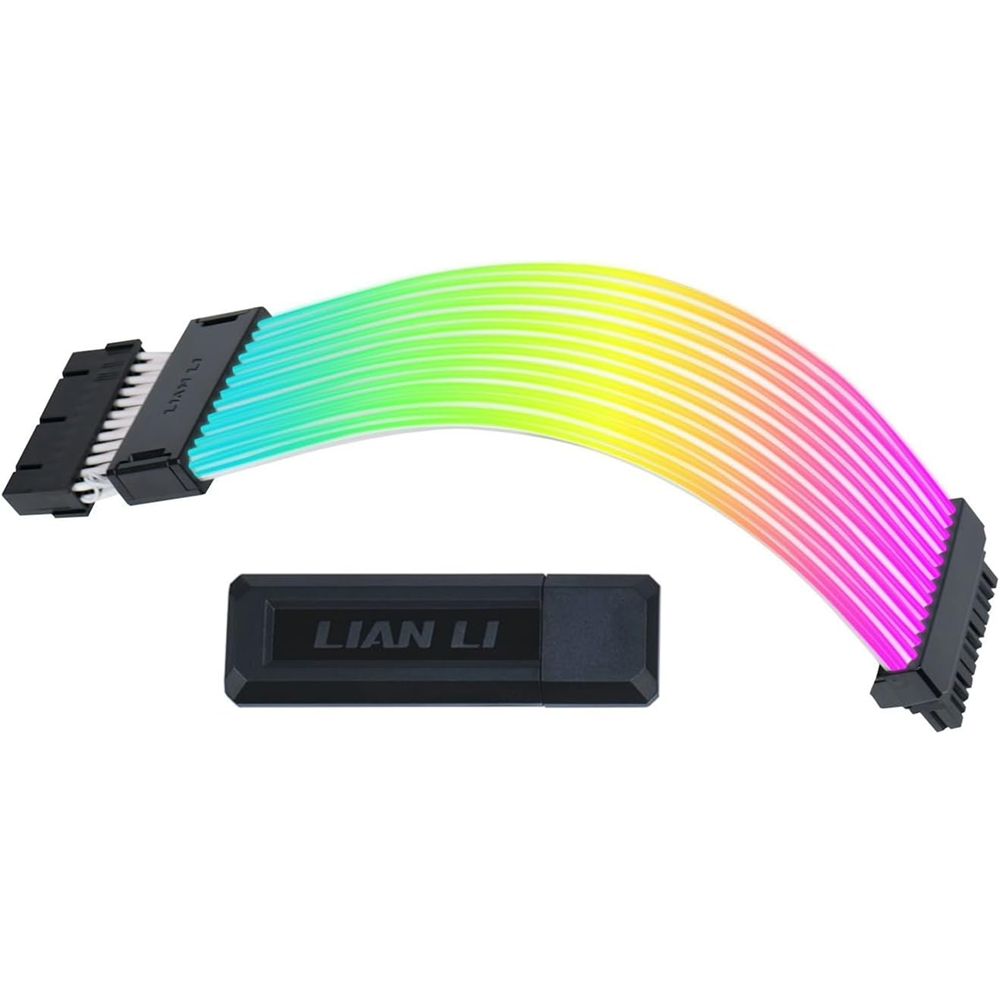 LIAN LI Strimer Wireless 24P RGB 24 Pin Extension 260mm Cable (PW24-1W-T) Black (Controller Included)