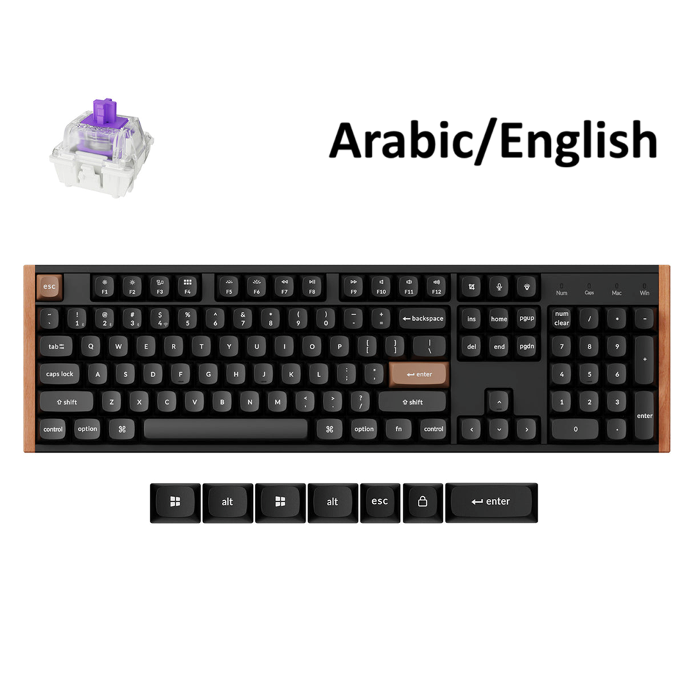 KeyChron K10 HE Full Wireless Customizable Gaming Keyboard Mechanical Magnetic Switch, K10H-F1, Black - (Arabic-English) Special Edition